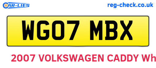 WG07MBX are the vehicle registration plates.