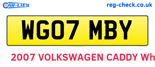 WG07MBY are the vehicle registration plates.