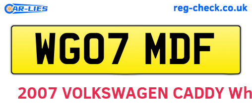 WG07MDF are the vehicle registration plates.