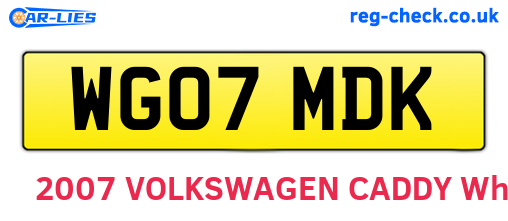 WG07MDK are the vehicle registration plates.