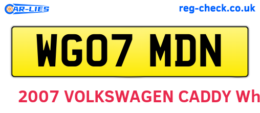 WG07MDN are the vehicle registration plates.
