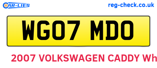 WG07MDO are the vehicle registration plates.