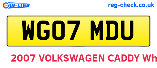 WG07MDU are the vehicle registration plates.
