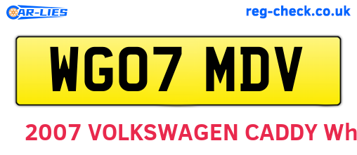 WG07MDV are the vehicle registration plates.