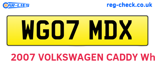 WG07MDX are the vehicle registration plates.