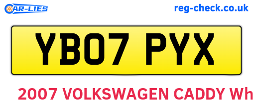 YB07PYX are the vehicle registration plates.