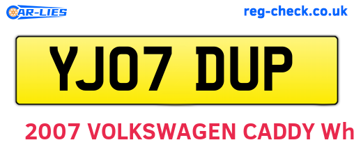 YJ07DUP are the vehicle registration plates.