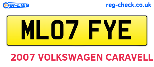 ML07FYE are the vehicle registration plates.