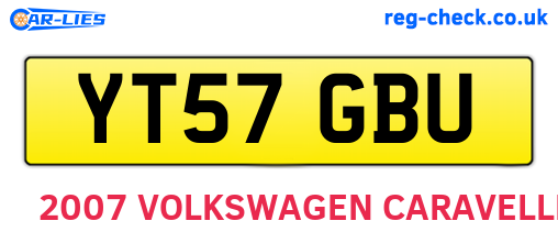 YT57GBU are the vehicle registration plates.