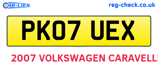 PK07UEX are the vehicle registration plates.