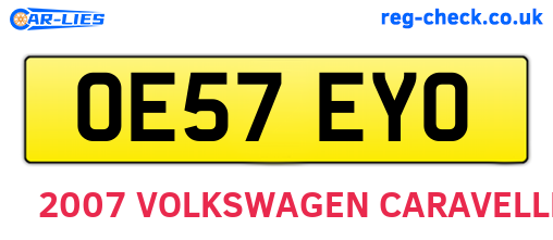 OE57EYO are the vehicle registration plates.