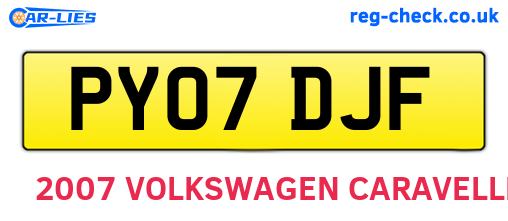 PY07DJF are the vehicle registration plates.