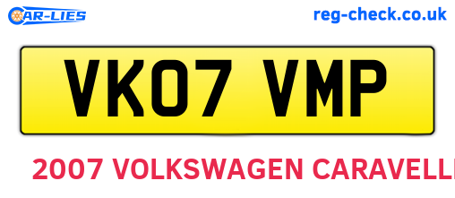 VK07VMP are the vehicle registration plates.