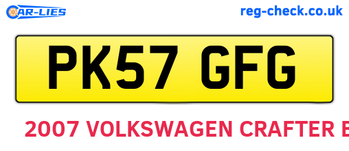 PK57GFG are the vehicle registration plates.