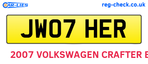 JW07HER are the vehicle registration plates.