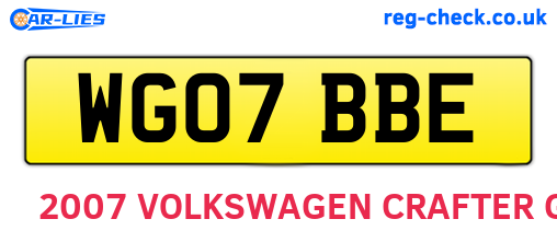 WG07BBE are the vehicle registration plates.