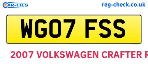 WG07FSS are the vehicle registration plates.