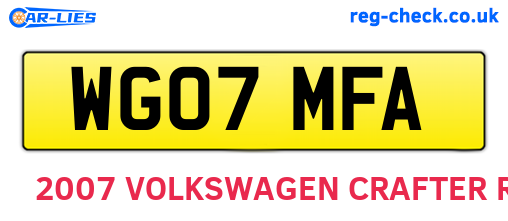 WG07MFA are the vehicle registration plates.