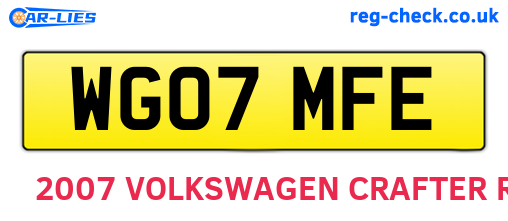 WG07MFE are the vehicle registration plates.
