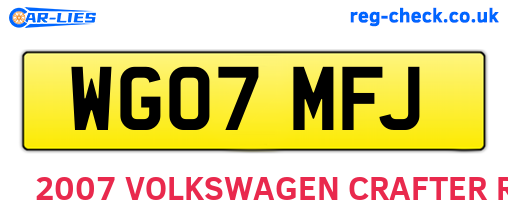 WG07MFJ are the vehicle registration plates.