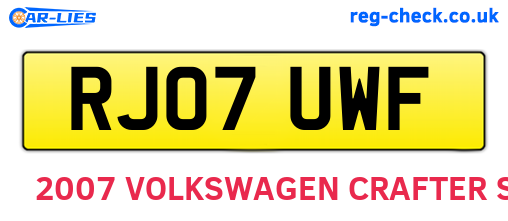 RJ07UWF are the vehicle registration plates.