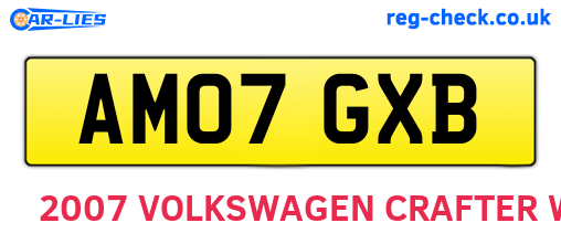 AM07GXB are the vehicle registration plates.