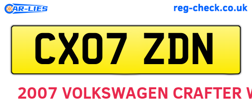 CX07ZDN are the vehicle registration plates.