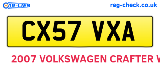 CX57VXA are the vehicle registration plates.