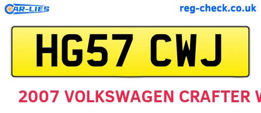 HG57CWJ are the vehicle registration plates.