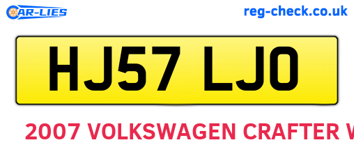 HJ57LJO are the vehicle registration plates.