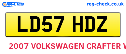 LD57HDZ are the vehicle registration plates.