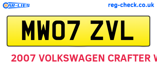 MW07ZVL are the vehicle registration plates.