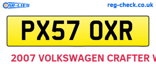 PX57OXR are the vehicle registration plates.