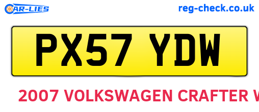 PX57YDW are the vehicle registration plates.