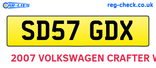 SD57GDX are the vehicle registration plates.
