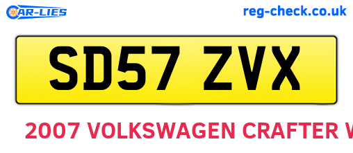 SD57ZVX are the vehicle registration plates.