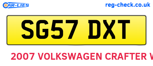SG57DXT are the vehicle registration plates.