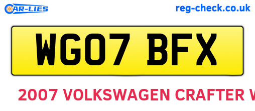WG07BFX are the vehicle registration plates.