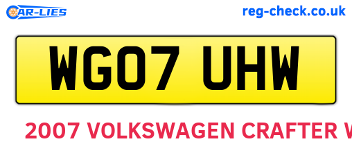 WG07UHW are the vehicle registration plates.