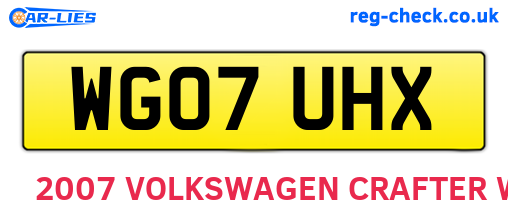WG07UHX are the vehicle registration plates.