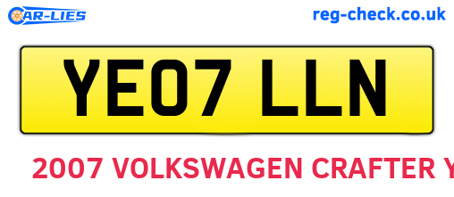 YE07LLN are the vehicle registration plates.