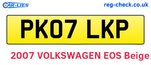 PK07LKP are the vehicle registration plates.
