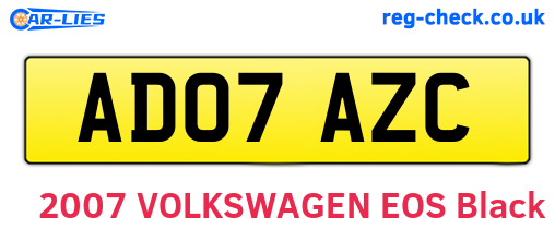 AD07AZC are the vehicle registration plates.