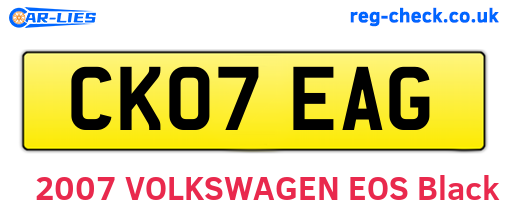CK07EAG are the vehicle registration plates.