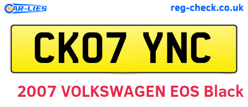 CK07YNC are the vehicle registration plates.