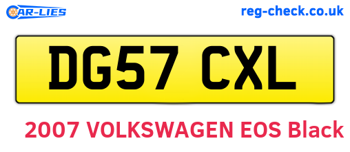 DG57CXL are the vehicle registration plates.