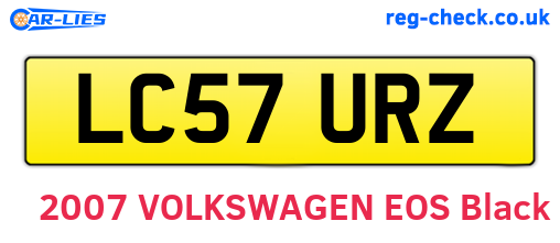 LC57URZ are the vehicle registration plates.