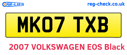 MK07TXB are the vehicle registration plates.