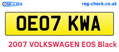 OE07KWA are the vehicle registration plates.