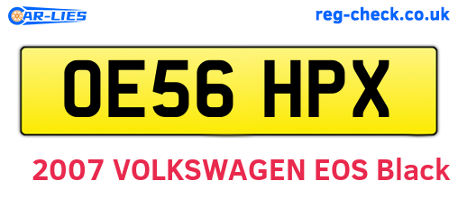 OE56HPX are the vehicle registration plates.